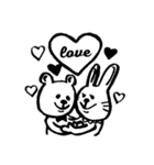 モノトーン♡くま♡うさぎ（個別スタンプ：3）