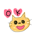黄色とオレンジのラクガキねこ（個別スタンプ：5）