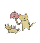 赤い傘の猫スタンプ（個別スタンプ：5）