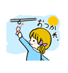赤いリボンのてるてるぼうず（個別スタンプ：15）