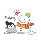 ぺんちゃんと雪だるまさん（個別スタンプ：1）