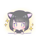 ふわふわねこと黒猫の女の子（個別スタンプ：24）