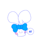 あおリボンのうささん。（個別スタンプ：1）