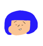 青いおかっぱちゃん(表情Ver.)（個別スタンプ：1）