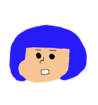 青いおかっぱちゃん(表情Ver.)（個別スタンプ：3）