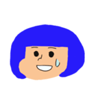 青いおかっぱちゃん(表情Ver.)（個別スタンプ：4）
