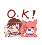 ピンク犬と女の子（個別スタンプ：8）