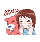 ピンク犬と女の子（個別スタンプ：10）