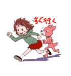 ピンク犬と女の子（個別スタンプ：22）