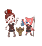ピンク犬と女の子（個別スタンプ：35）