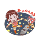 ピンク犬と女の子（個別スタンプ：36）
