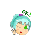 緑茶リリ☆かわいい顔表示ステッカ（個別スタンプ：1）