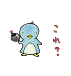 色鉛筆で描いた七変化するペンギン（個別スタンプ：16）