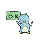 色鉛筆で描いた七変化するペンギン（個別スタンプ：28）