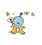 色鉛筆で描いた七変化するペンギン（個別スタンプ：35）