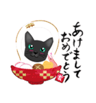 黒猫さん 冬ver.（個別スタンプ：1）
