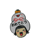 ぱっつんりえちゃんのお正月（個別スタンプ：3）
