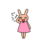 桃色ウサギのスタンプ（個別スタンプ：3）