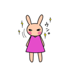 桃色ウサギのスタンプ（個別スタンプ：4）