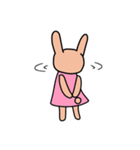桃色ウサギのスタンプ（個別スタンプ：6）