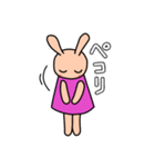 桃色ウサギのスタンプ（個別スタンプ：25）