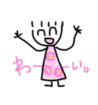 子どもが描いた女の子 風 3 簡単なことば（個別スタンプ：26）