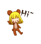 動物の衣装を着た女の子。（個別スタンプ：1）