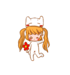 動物の衣装を着た女の子。（個別スタンプ：3）