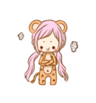 動物の衣装を着た女の子。（個別スタンプ：19）