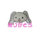 色鉛筆で描いたヌイグルミのうさこ。透過（個別スタンプ：3）