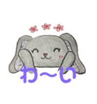 色鉛筆で描いたヌイグルミのうさこ。透過（個別スタンプ：4）