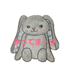 色鉛筆で描いたヌイグルミのうさこ。透過（個別スタンプ：5）