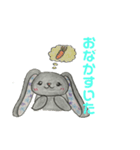 色鉛筆で描いたヌイグルミのうさこ。透過（個別スタンプ：7）