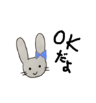 シンプルグレーうさぎ（個別スタンプ：3）