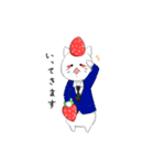 いちご猫スタンプ 【日常会話】by P（個別スタンプ：1）