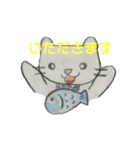 色鉛筆で描いたヌイグルミねここ。公開（個別スタンプ：8）