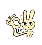 無表情なうさちゃん擬音で感情を伝える（個別スタンプ：5）