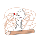 【文字なし】かわうさちゃん＆色鉛筆（個別スタンプ：14）