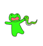 かえるくんとかわいいへびの親子文字なし（個別スタンプ：1）