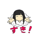 雨の日女の子とかたつむりのスタンプ（個別スタンプ：2）