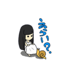 雨の日女の子とかたつむりのスタンプ（個別スタンプ：34）