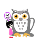 フクロウが大好きなあーちゃんの1日。（個別スタンプ：3）