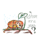 手描きの動物の日常行動（個別スタンプ：1）