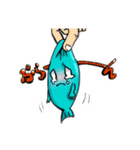 青いお魚 にせあぐスタンプ（個別スタンプ：1）