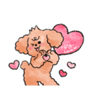 あるふわふわした犬とタピオカ好きの女の子（個別スタンプ：4）