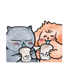 あるふわふわした犬とタピオカ好きの女の子（個別スタンプ：9）
