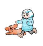 あるふわふわした犬とタピオカ好きの女の子（個別スタンプ：15）