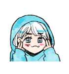 あるふわふわした犬とタピオカ好きの女の子（個別スタンプ：16）