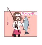 釣りガールとゆかいなお魚たち（個別スタンプ：1）