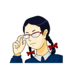 メガネをかけたおさげのあの子（個別スタンプ：1）